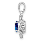 Sterling Silver Rhodium Plated White Topaz & Sapphire Pendant